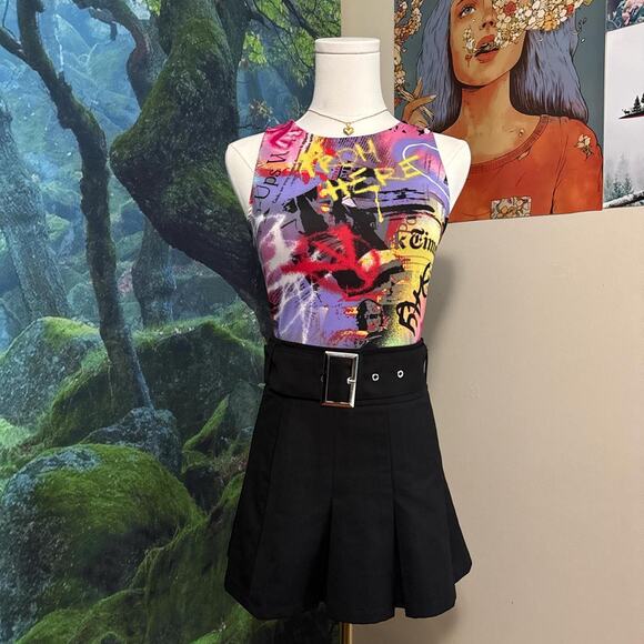 wearever graffiti print y2k bodysuit - edgy rave streetwear - Picture 1 of 6